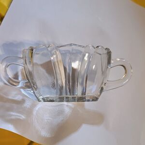 Vintage Heisey Crystolite Clear Glass Open Sugar Bowl SIGNED Diamond H Marked